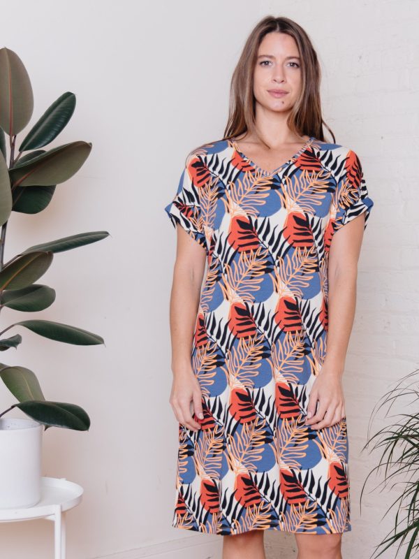 Montrose Tie Dress - Layered Palms Peach - Image 4
