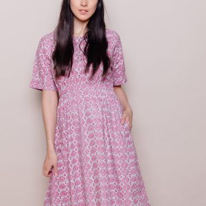 Roo Elastic Waist Dress - Pink Diamond - Image 1