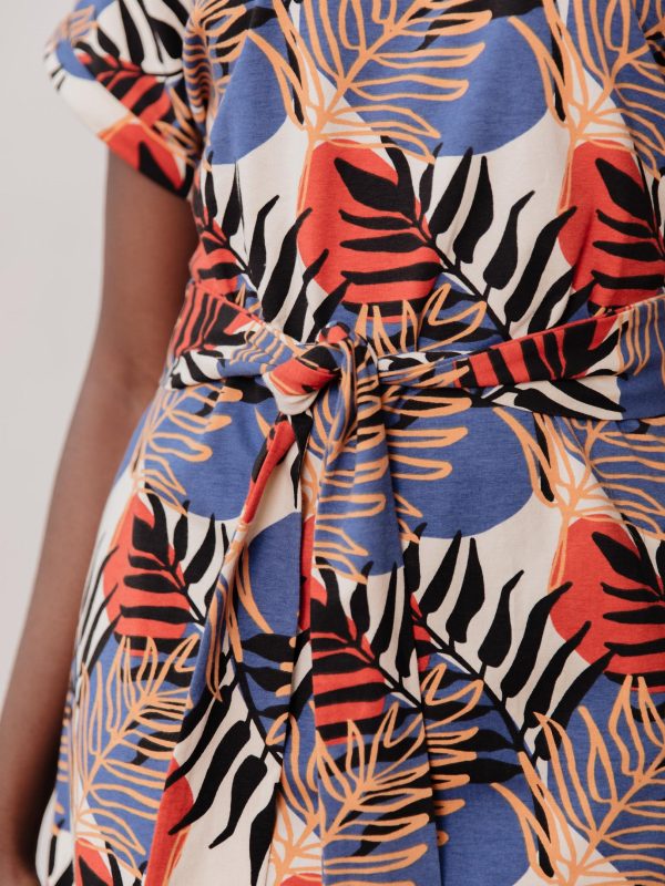 Montrose Tie Dress - Layered Palms Peach - Image 2