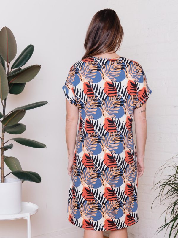 Montrose Tie Dress - Layered Palms Peach - Image 5