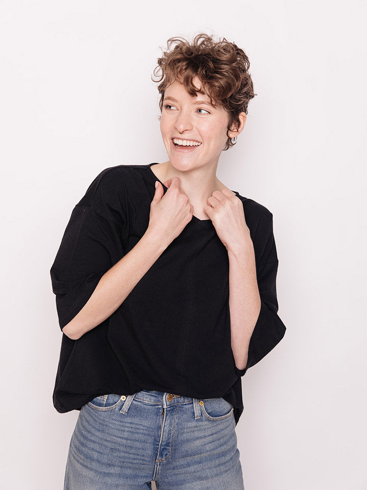 James Drop Sleeve Top - Black - Image 1