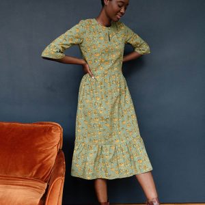 Rachelle Midi Dress - Green Floral - Image 1