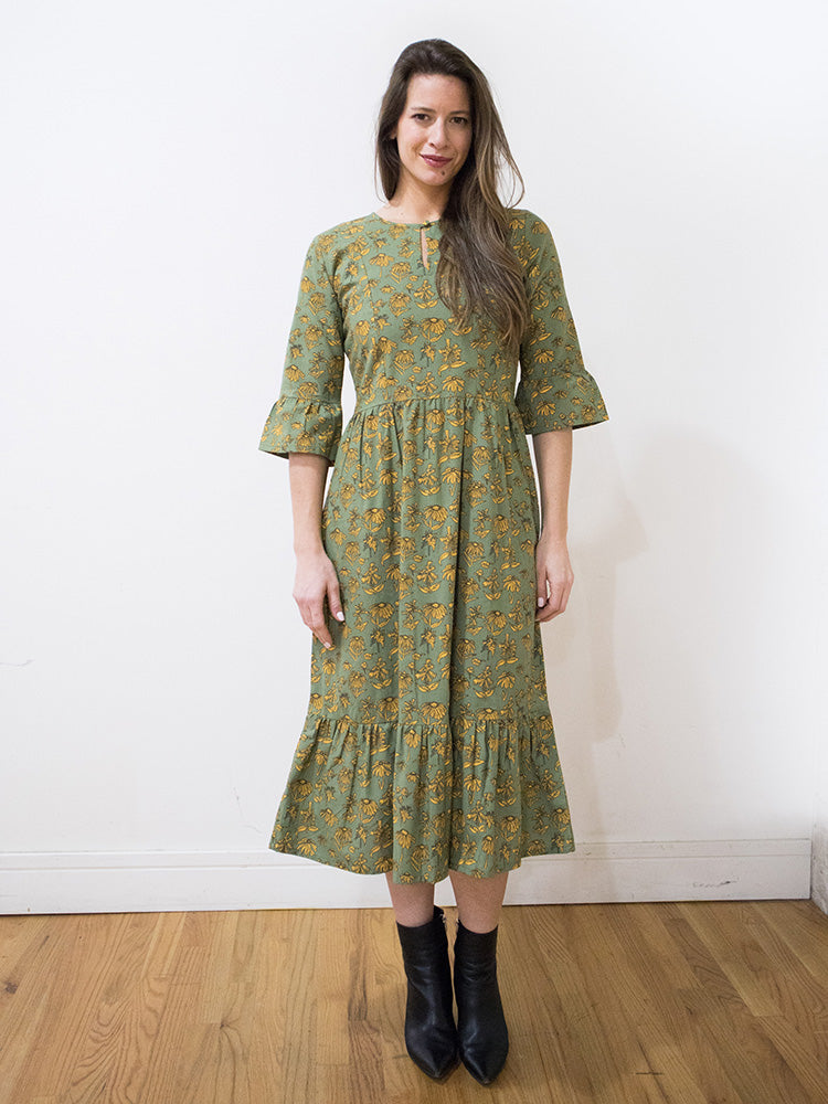 Rachelle Midi Dress - Green Floral - Image 3