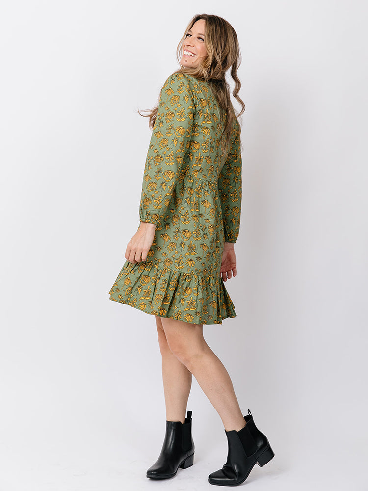 Erin Mini Dress - Green Floral - Image 1