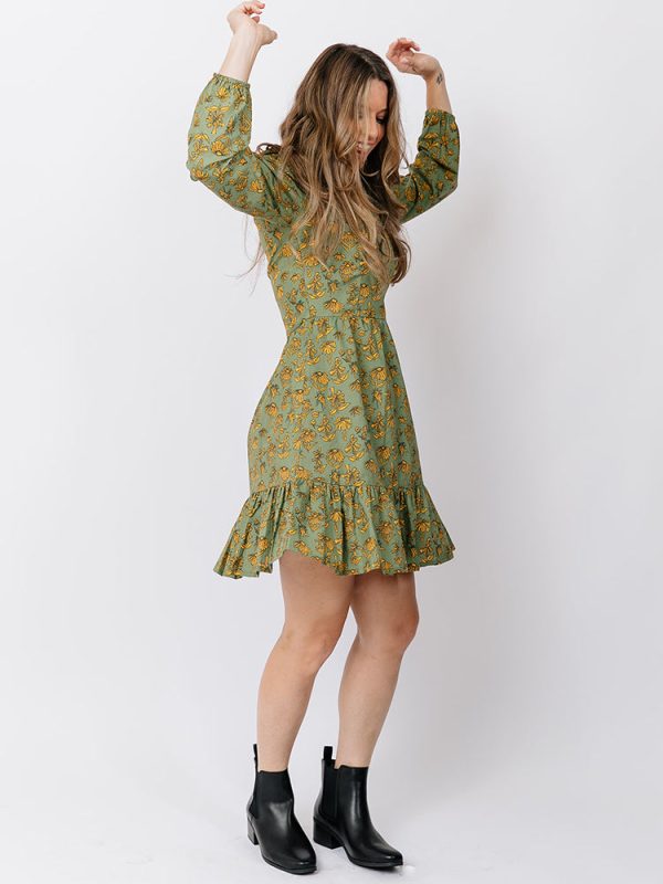 Erin Mini Dress - Green Floral - Image 2