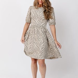 Inez Bubble Sleeve Dress - Savanna Stripe - Image 3