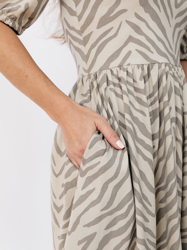 Inez Bubble Sleeve Dress - Savanna Stripe - Image 7