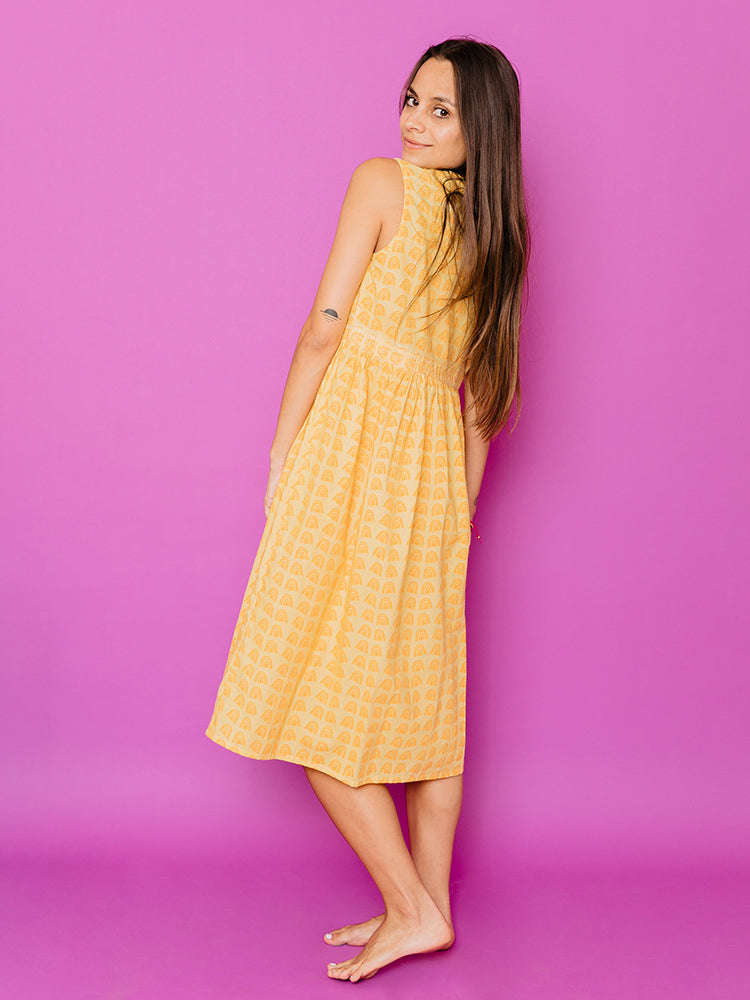 Melody Midi Dress - Sunny Stripes Yellow - Image 1