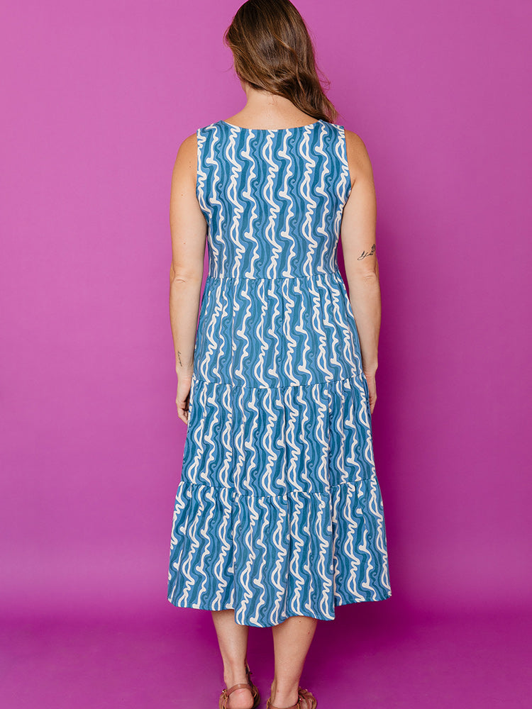 Thais Tiered Sleeveless Dress - Blue Samudra - Image 5