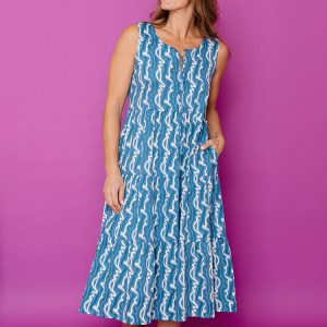 Thais Tiered Sleeveless Dress - Blue Samudra - Image 3