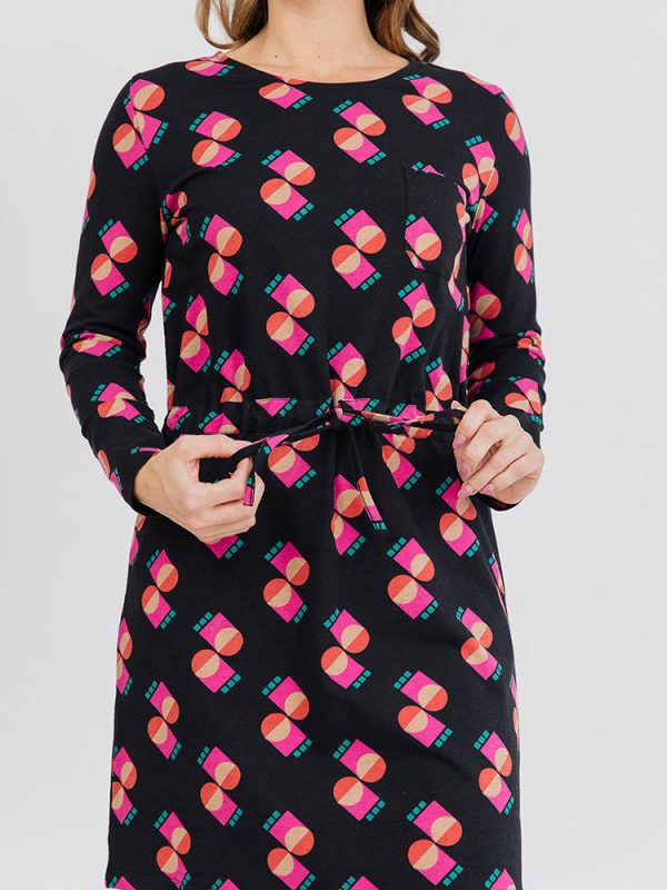 Abby Long Sleeve Dress - Memphis Shapes Black - Image 4