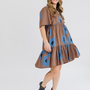 Adelaide Tiered Mini Dress - Dark Oak - Image 1