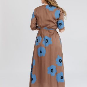 Aditi Wrap Dress - Dark Oak - Image 5