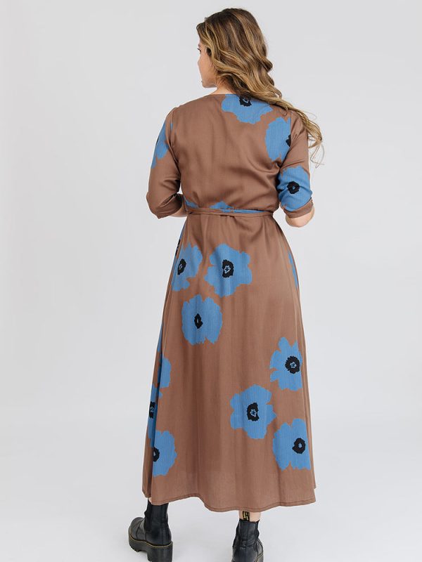 Aditi Wrap Dress - Dark Oak - Image 5