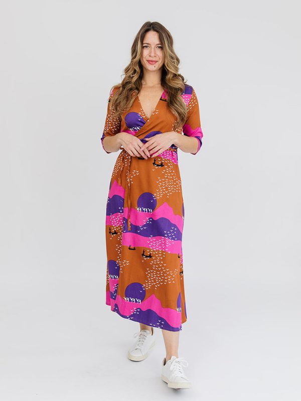 Aditi Wrap Dress - Sunset Spice Plum - Image 3