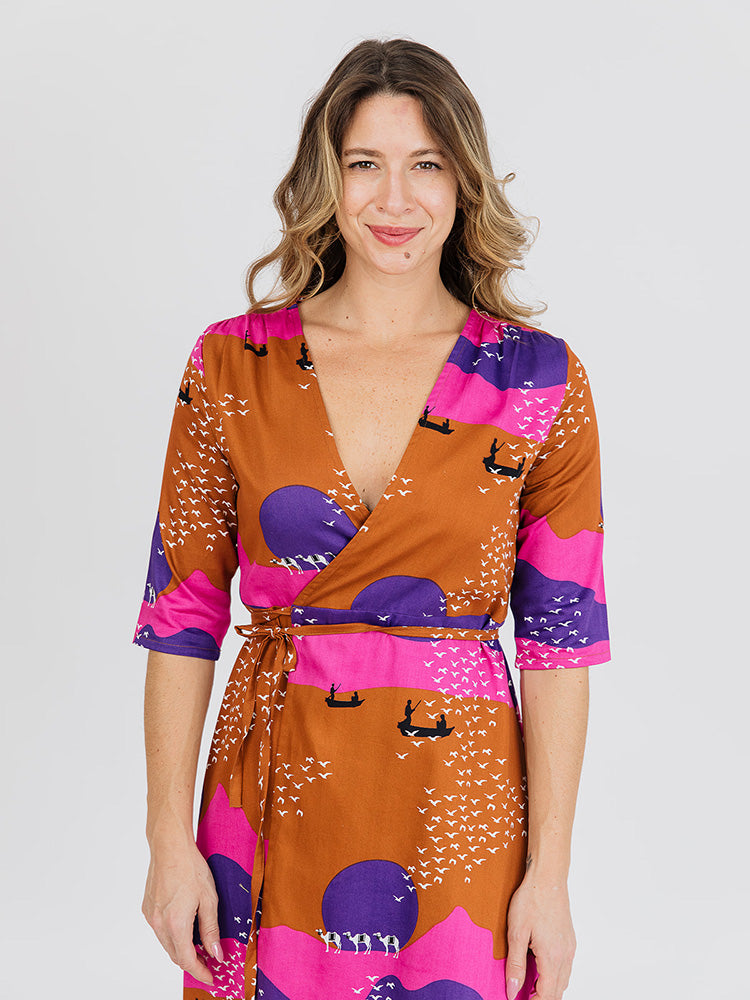 Aditi Wrap Dress - Sunset Spice Plum - Image 1
