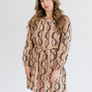 Alexis Long Sleeve Mini Dress - Vine Twist Sand - Image 1