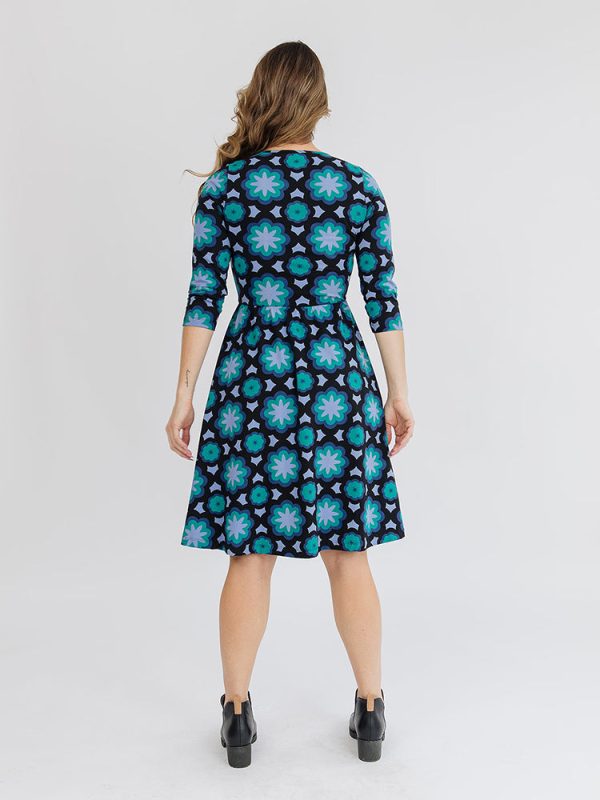 Callie 3/4 Sleeve Wrap Dress - Mod Teal - Image 3