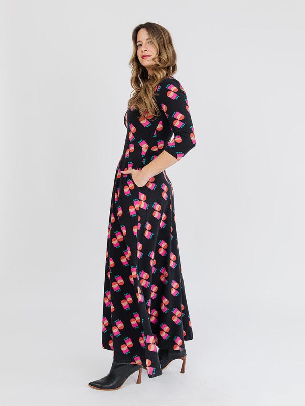 Mumbai Maxi Dress - Memphis Shapes Black