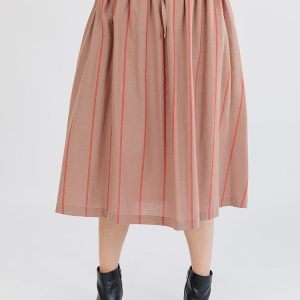 Mya Drawstring Midi Skirt - Cocoa Stripe - Image 3