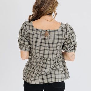 Nico Babydoll Top - Cement Plaid - Image 2