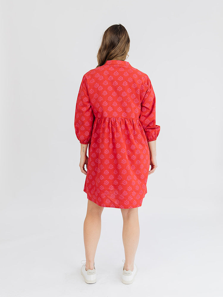Sohla Mini Dress - Floral Stamp Red - Image 4