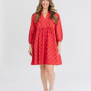 Sohla Mini Dress - Floral Stamp Red - Image 1