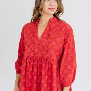 Sohla Mini Dress - Floral Stamp Red - Image 2