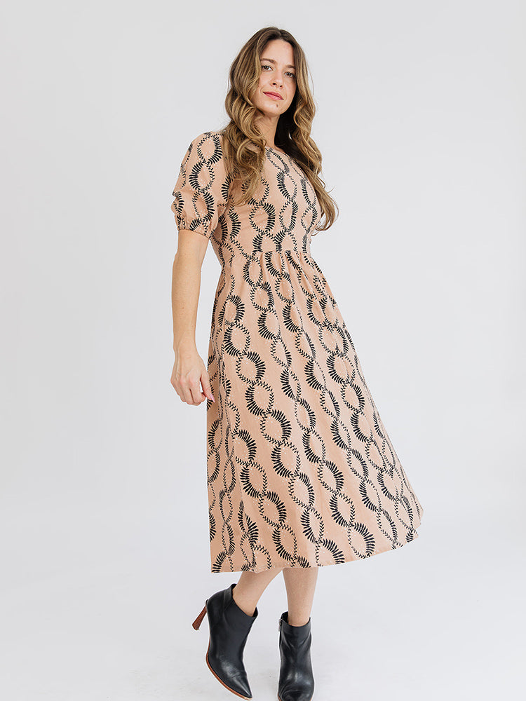 Sydney Midi Dress - Vine Twist Sand - Image 1