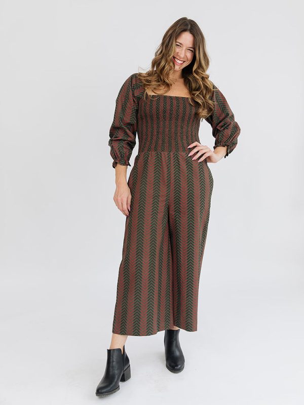Theodora Jumpsuit - Chevron Fern Red - Image 5