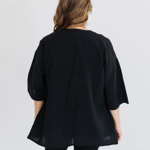 Tie Front Jacket - Black - Image 3