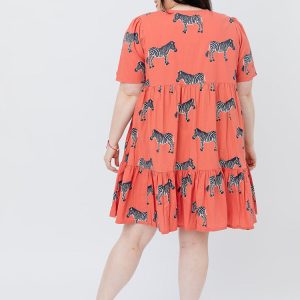 Adelaide Tiered Plus Size Mini Dress - Zebra Bright Berry - Image 2