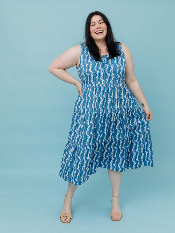 Thais Tiered Plus Size Sleeveless Dress - Blue Samudra - Image 2
