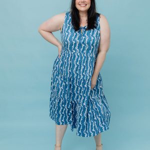 Thais Tiered Plus Size Sleeveless Dress - Blue Samudra - Image 1