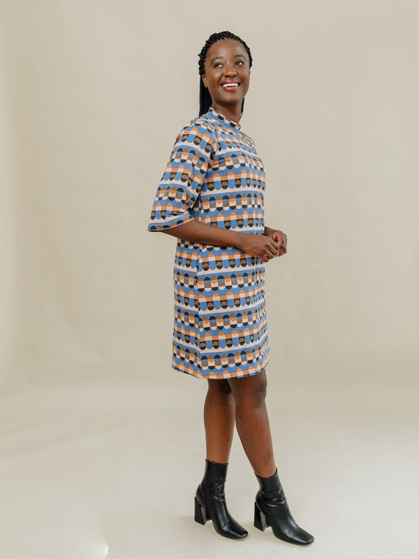 Eve Dress - Circle Stripe Blue - Image 4