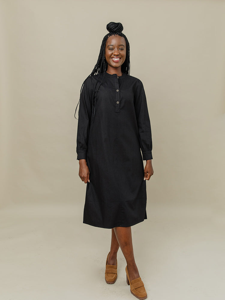 Ranji Midi Dress - Black Denim - Image 2