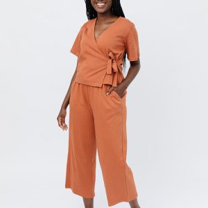 Fae Wide Leg Pant- Sandstone Rib Knit - Image 1