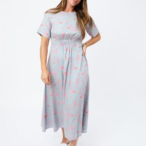 Artsy Traveler Short Sleeve Midi Dress - Botanical Slate - Image 4