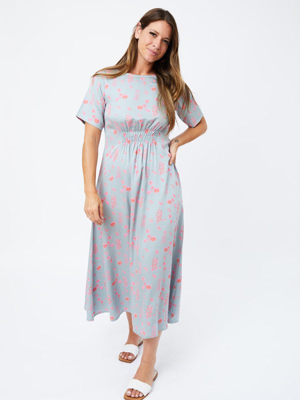 Artsy Traveler Short Sleeve Midi Dress - Botanical Slate - Image 4