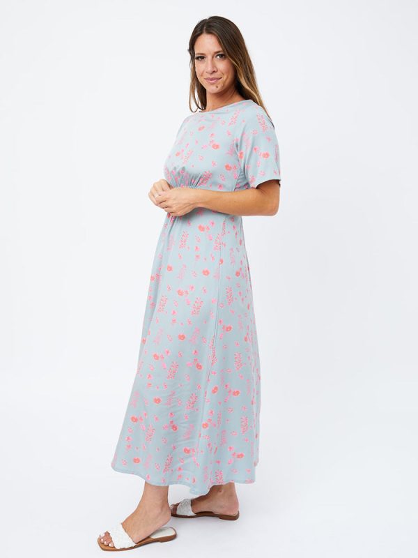 Artsy Traveler Short Sleeve Midi Dress - Botanical Slate - Image 6
