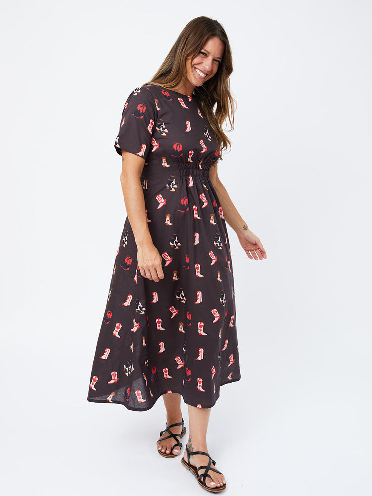 Artsy Traveler Short Sleeve Midi Dress - Two Step Dusk - Image 1