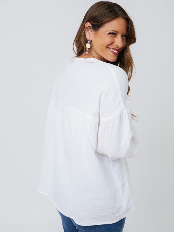 Fiona Blouse - White Gauze - Image 2
