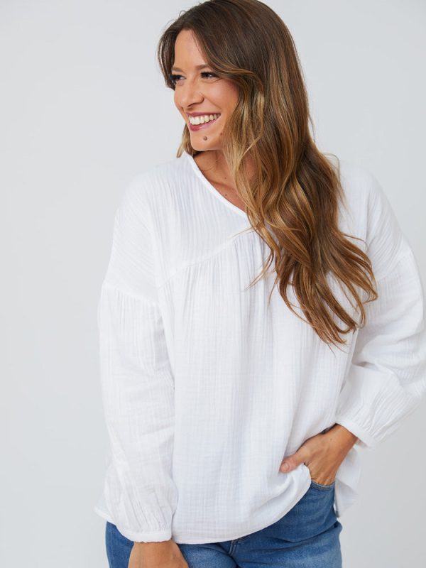 Fiona Blouse - White Gauze - Image 5