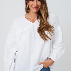 Fiona Blouse - White Gauze - Image 1