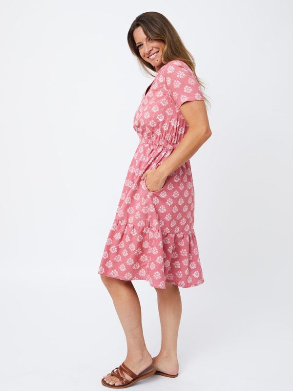 Lydia Dress - Floral Stamp Rose - Image 2
