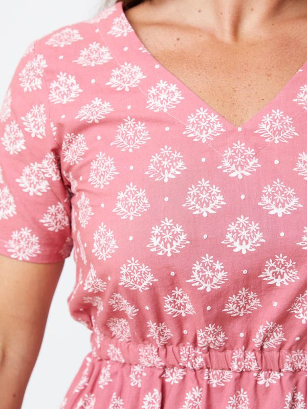 Lydia Dress - Floral Stamp Rose - Image 3