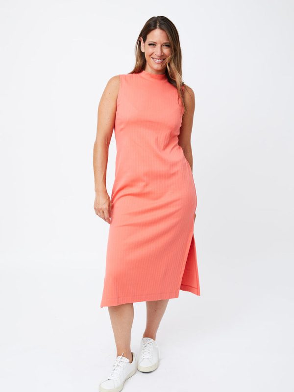 Maggie Mock Neck Dress - Melon Rib Knit - Image 2