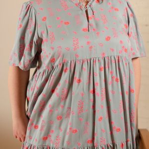 Adelaide Tiered Plus Size Mini Dress - Botanical Slate - Image 6