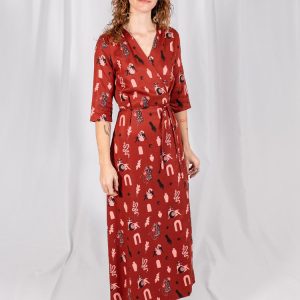 Aditi Wrap Dress - Modern Objects Cranberry - Image 2