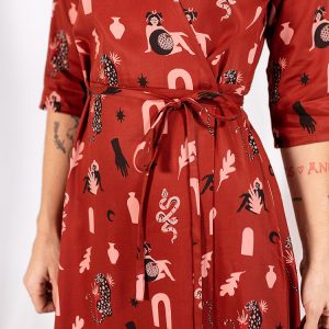 Aditi Wrap Dress - Modern Objects Cranberry - Image 3